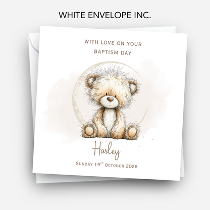 Christening or Baptism Neutral Cute Teddy Design - C852