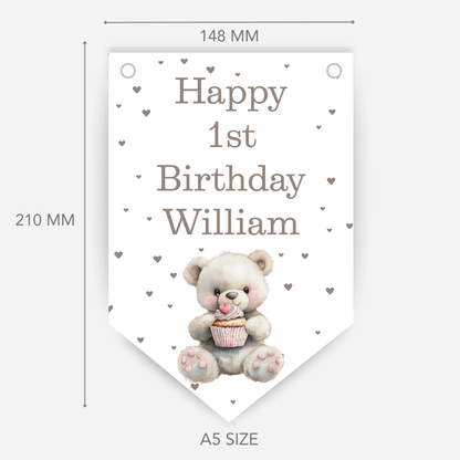 Cute Teddy 1st Birthday Bunting - B142