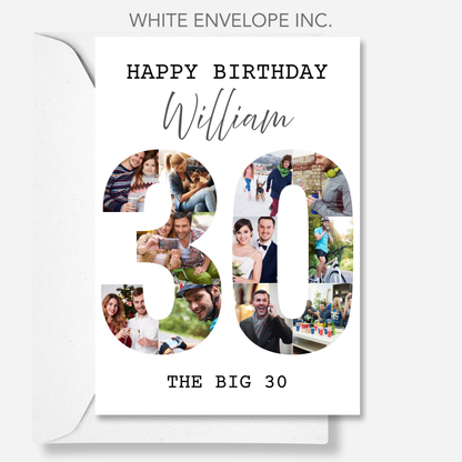 The Big 30 Photo Collage Birthday Card - PC03