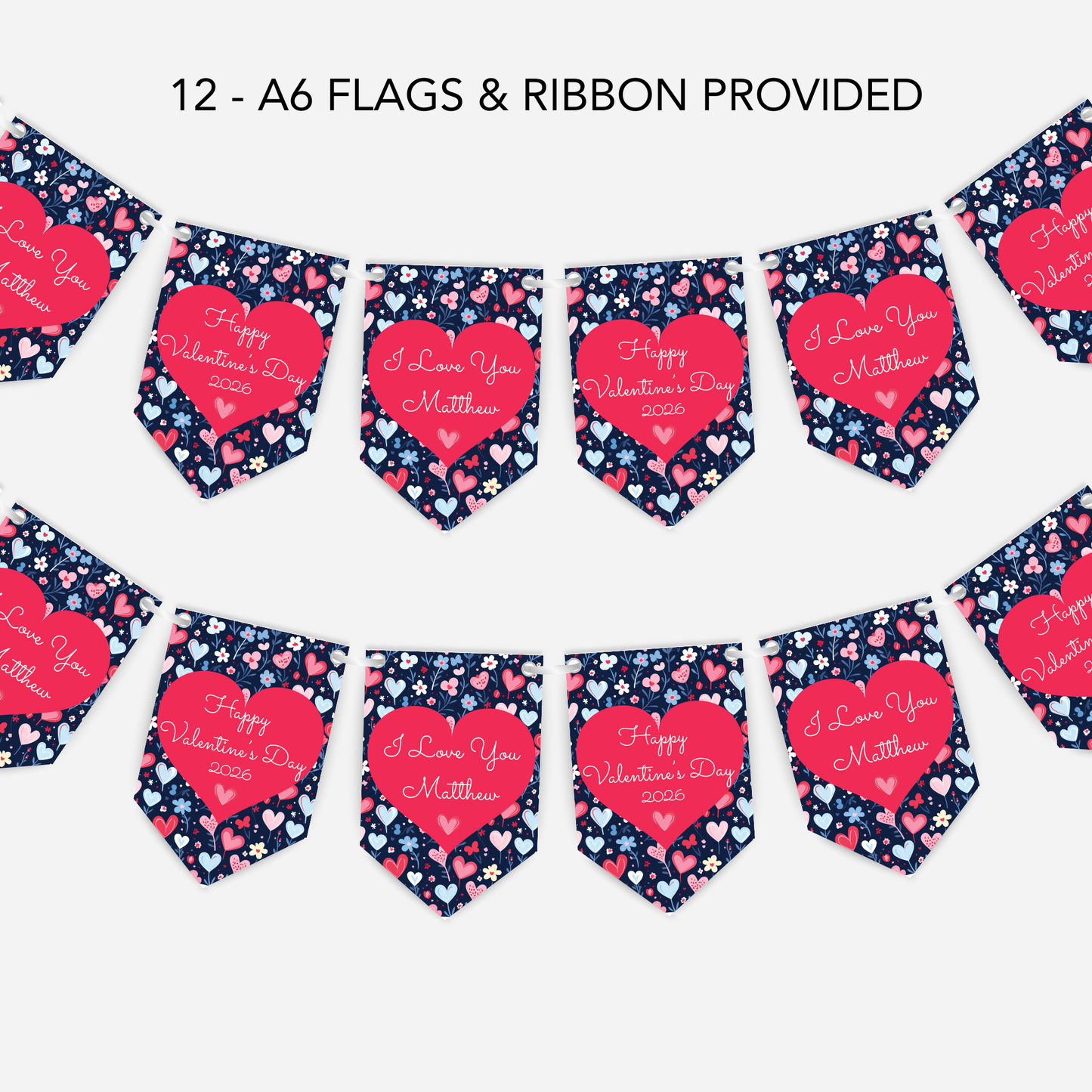 Floral Valentine's Day Bunting - S185V