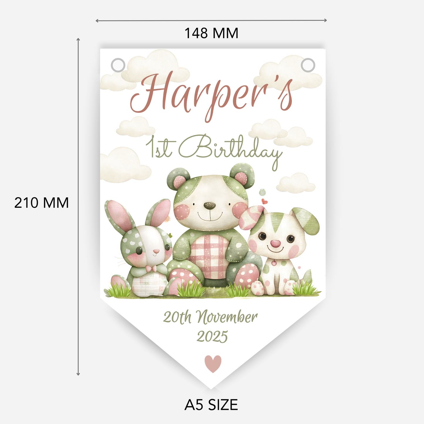 Cute patchwork animal 1st Birthday Bunting - B233