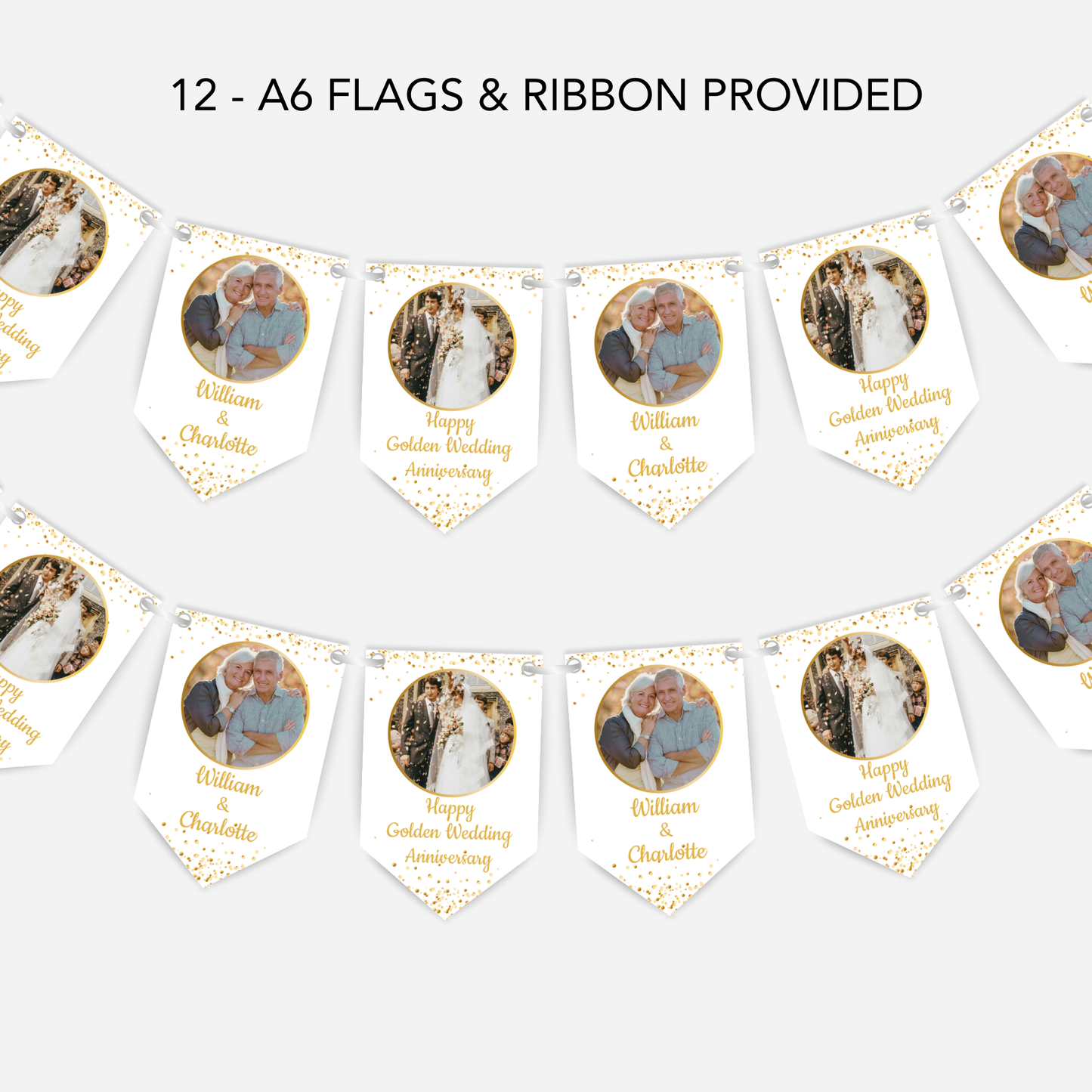 Golden Wedding Anniversary Photo Smaller Bunting - S156