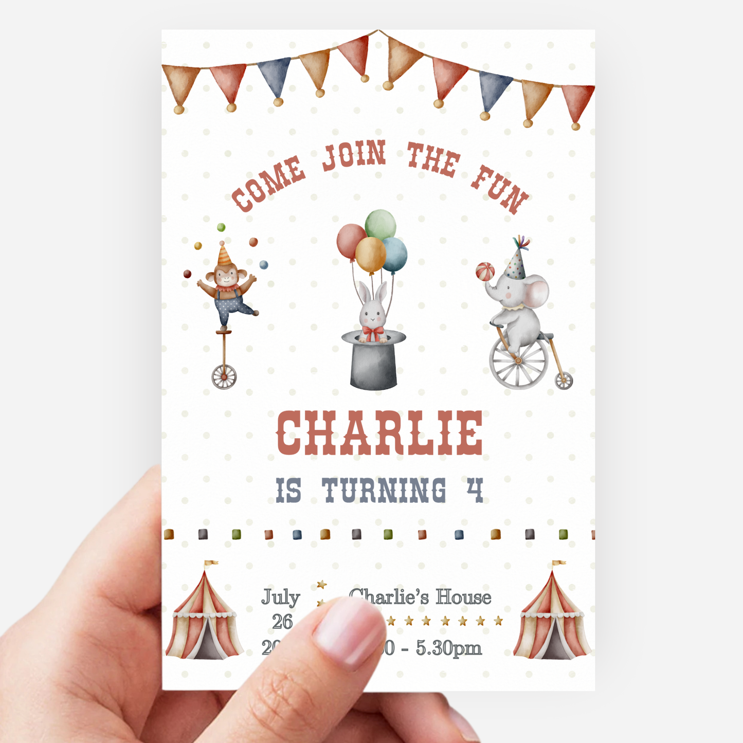 Circus Party Invitation ( Pack of 10) - P111