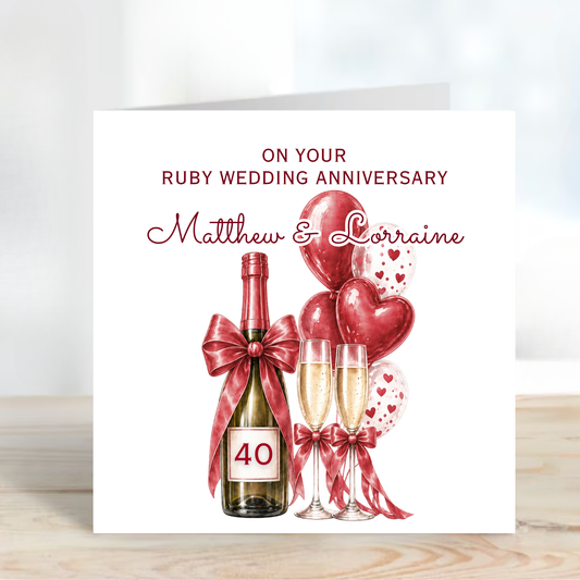 Ruby 40th Wedding Anniversary Card - C876