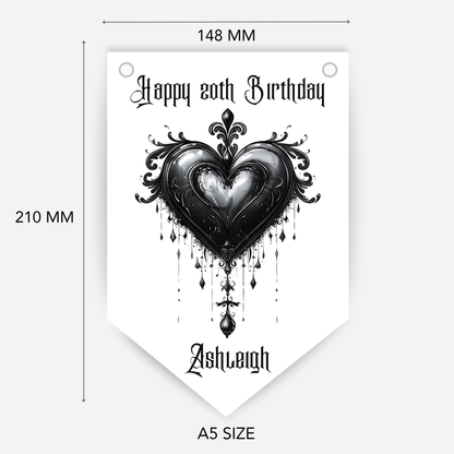 Gothic Style Black Lace Heart Bunting - B214