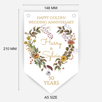 Golden Wedding Anniversary Bunting - B228