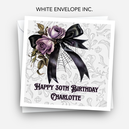 Stunning Gothic Style Black Bow Card - C835