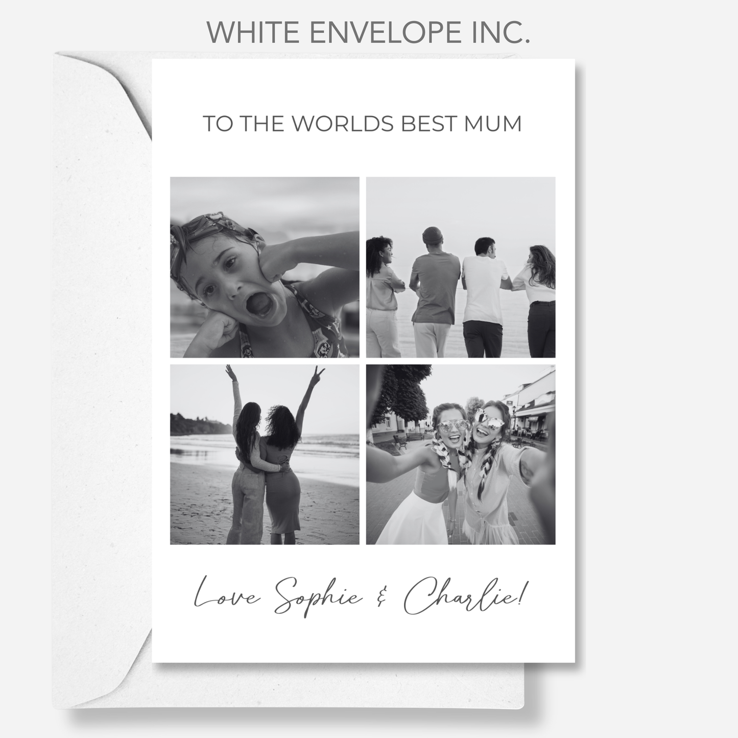 Black and White - Four Photo Birthday Card For Mum - PC16