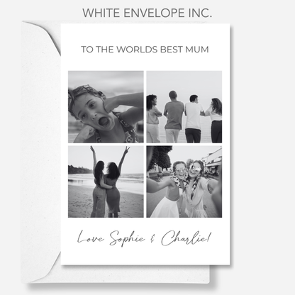 Black and White - Four Photo Birthday Card For Mum - PC16