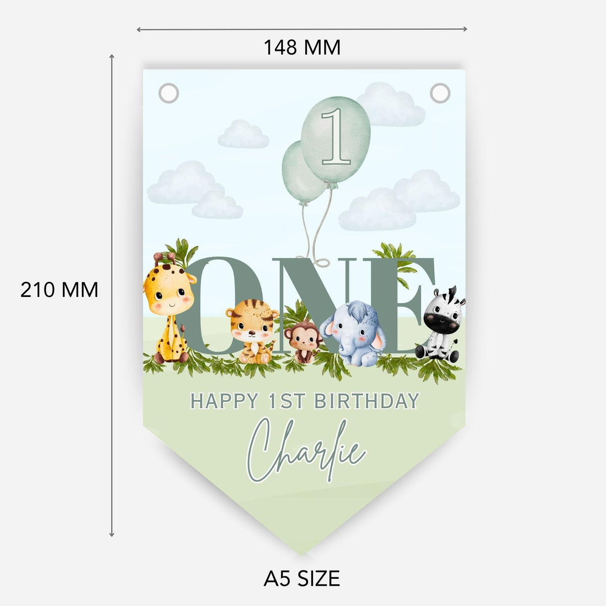 1st Birthday Baby Safari AnimalBunting - B326