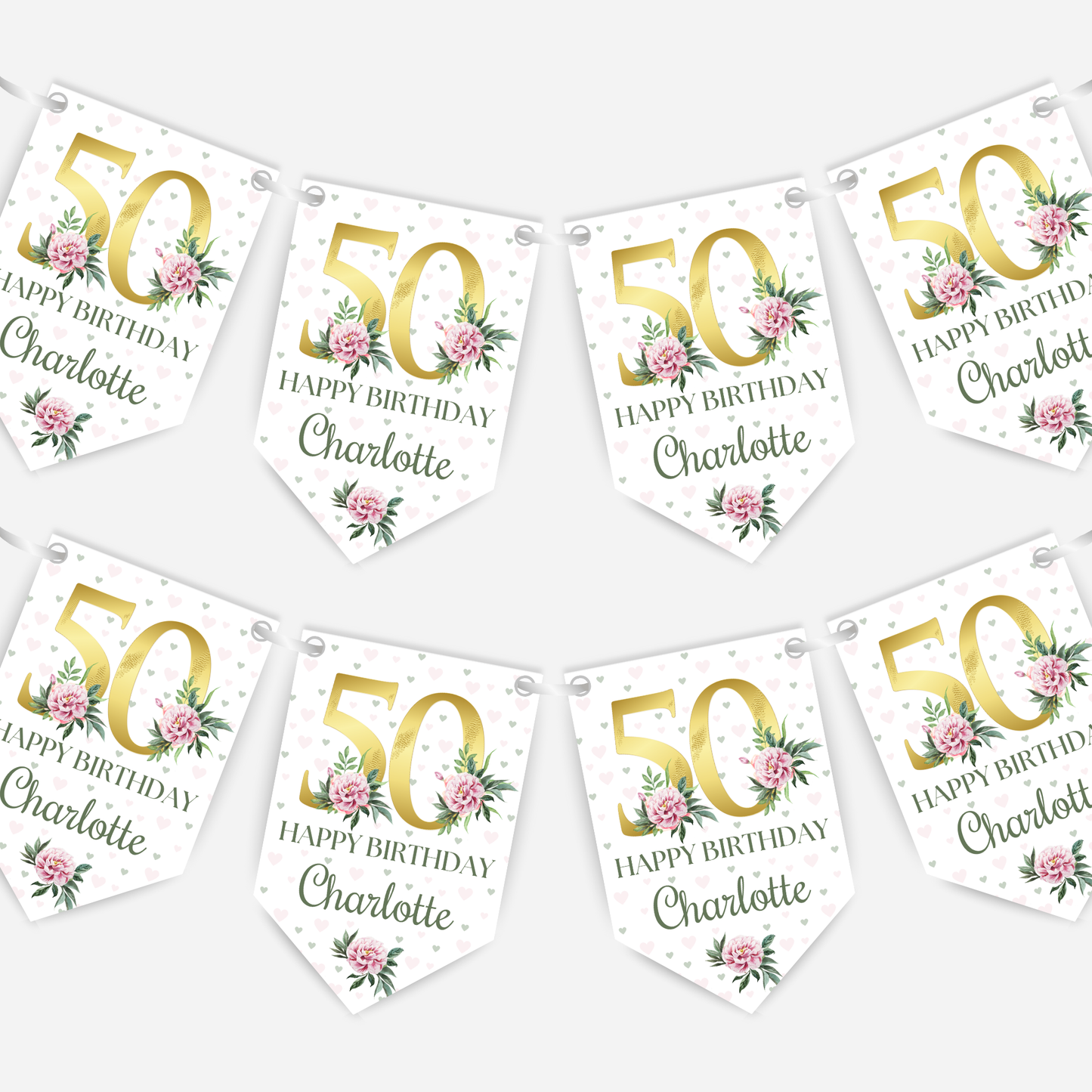 Elegant Floral Number Bunting