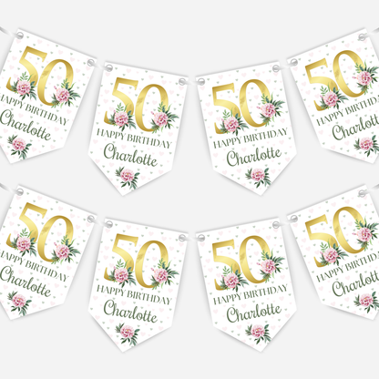Elegant Floral Number Bunting