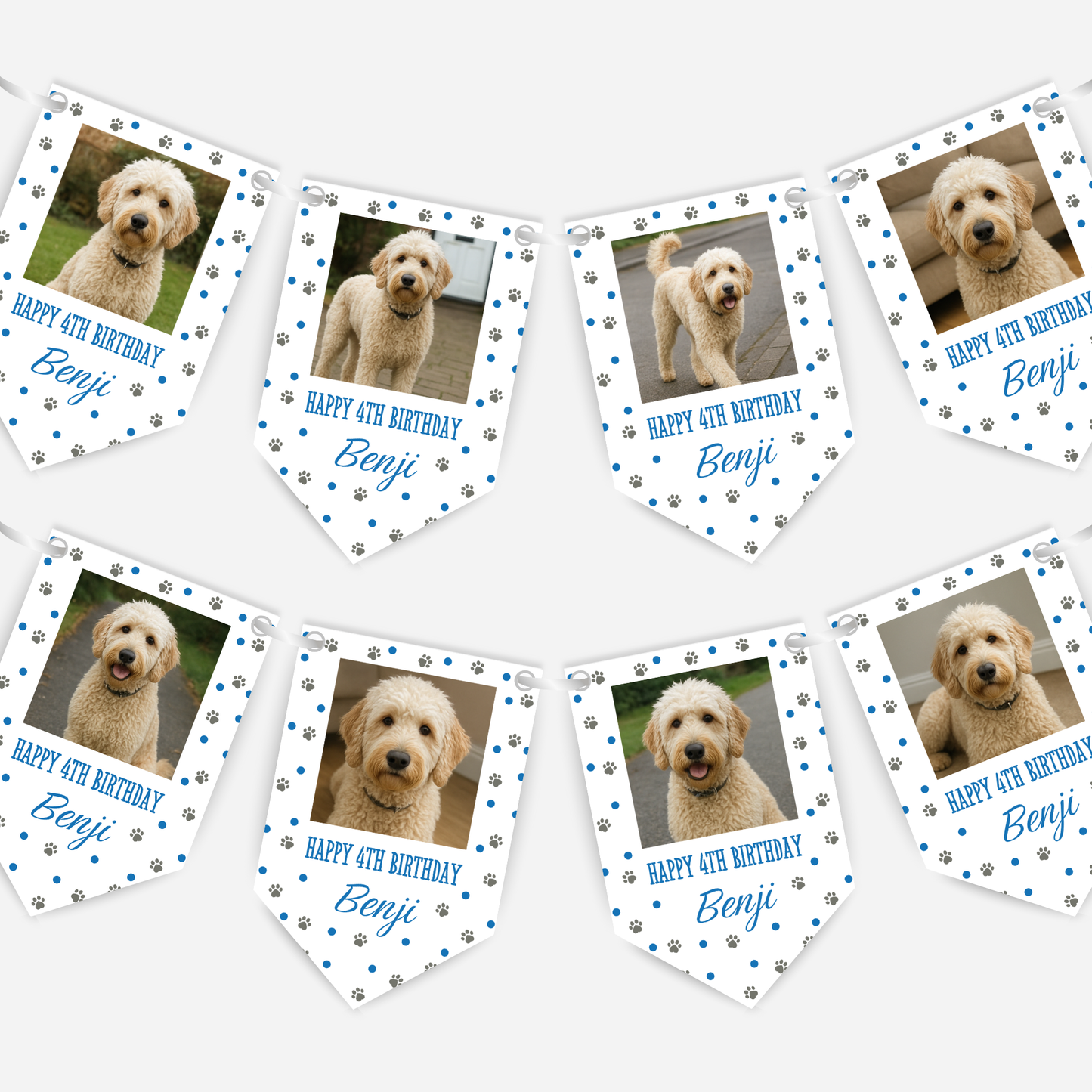 Dog Birthday Photo Bunting In Blue - B212