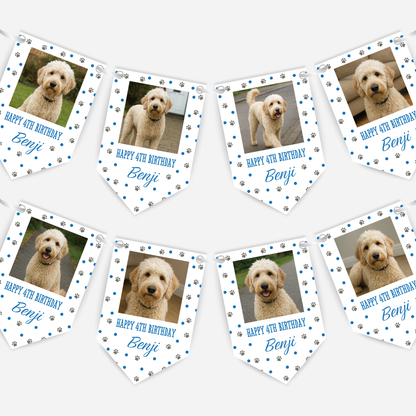 Dog Birthday Photo Bunting In Blue - B212