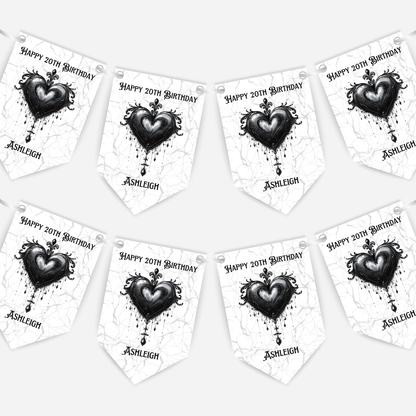 Gothic Style Black Lace Heart Bunting - B214