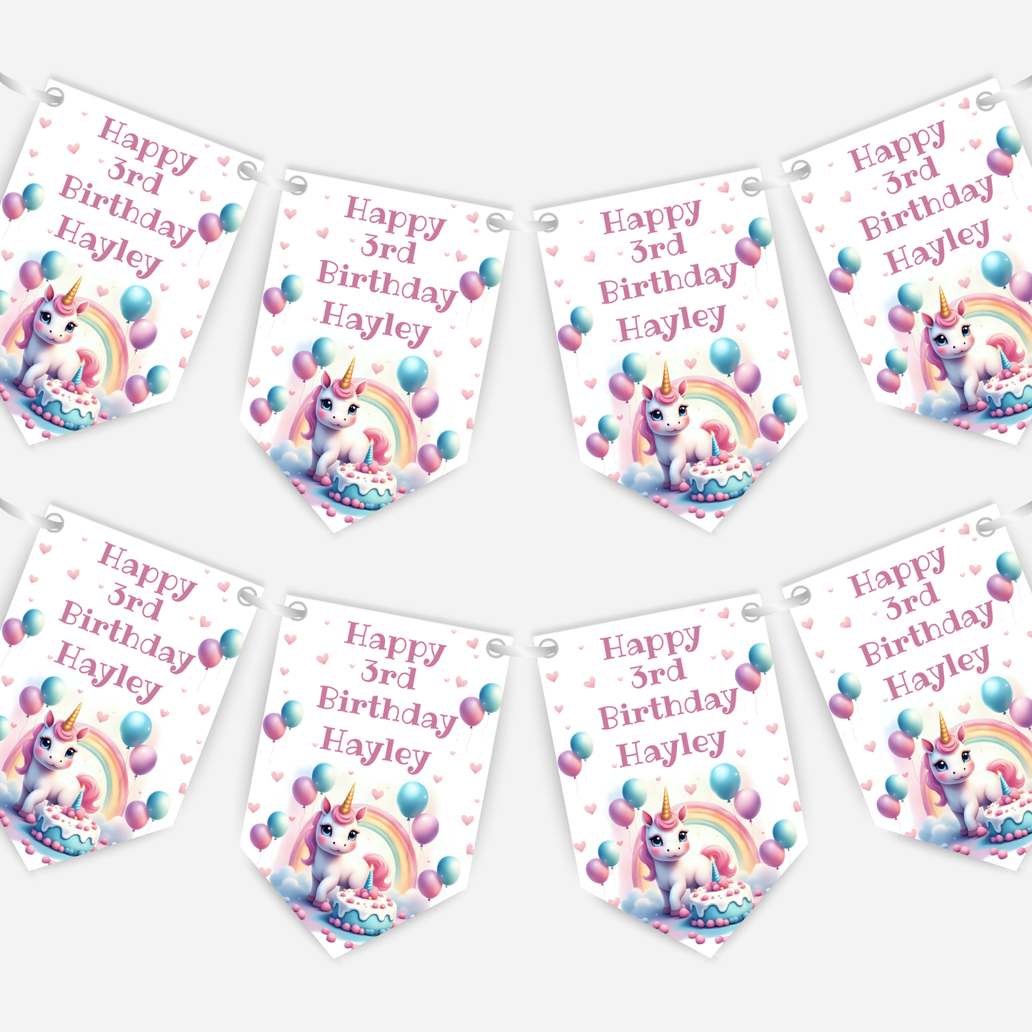 Cute Unicorn & Balloons Bunting - B121
