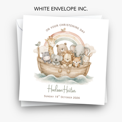 Christening & Baptism Noah Ark Card - Neutral Design - C871