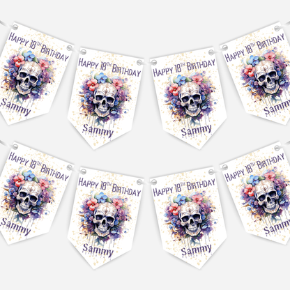 Gothic Style Skull & Flowers Bunting - B168