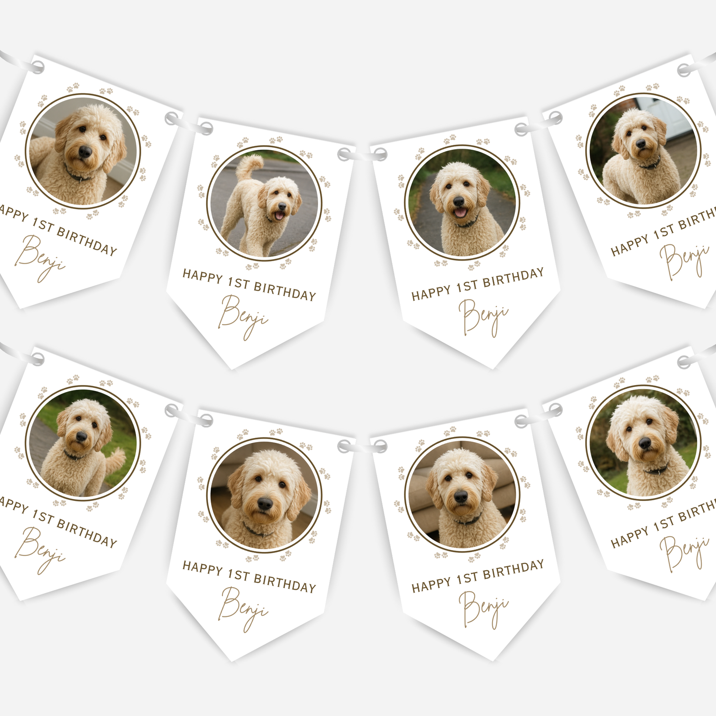 Dog Birthday Photo Bunting In Neutral Colours - B216
