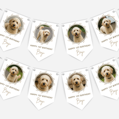 Dog Birthday Photo Bunting In Neutral Colours - B216