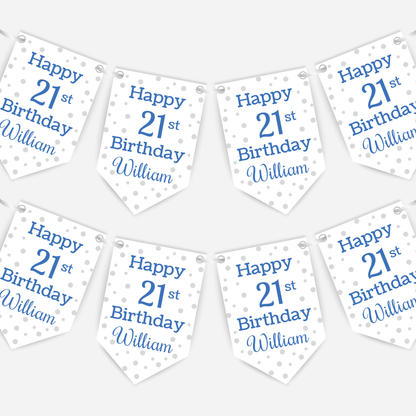 Blue Polka Dot Birthday Bunting - B125