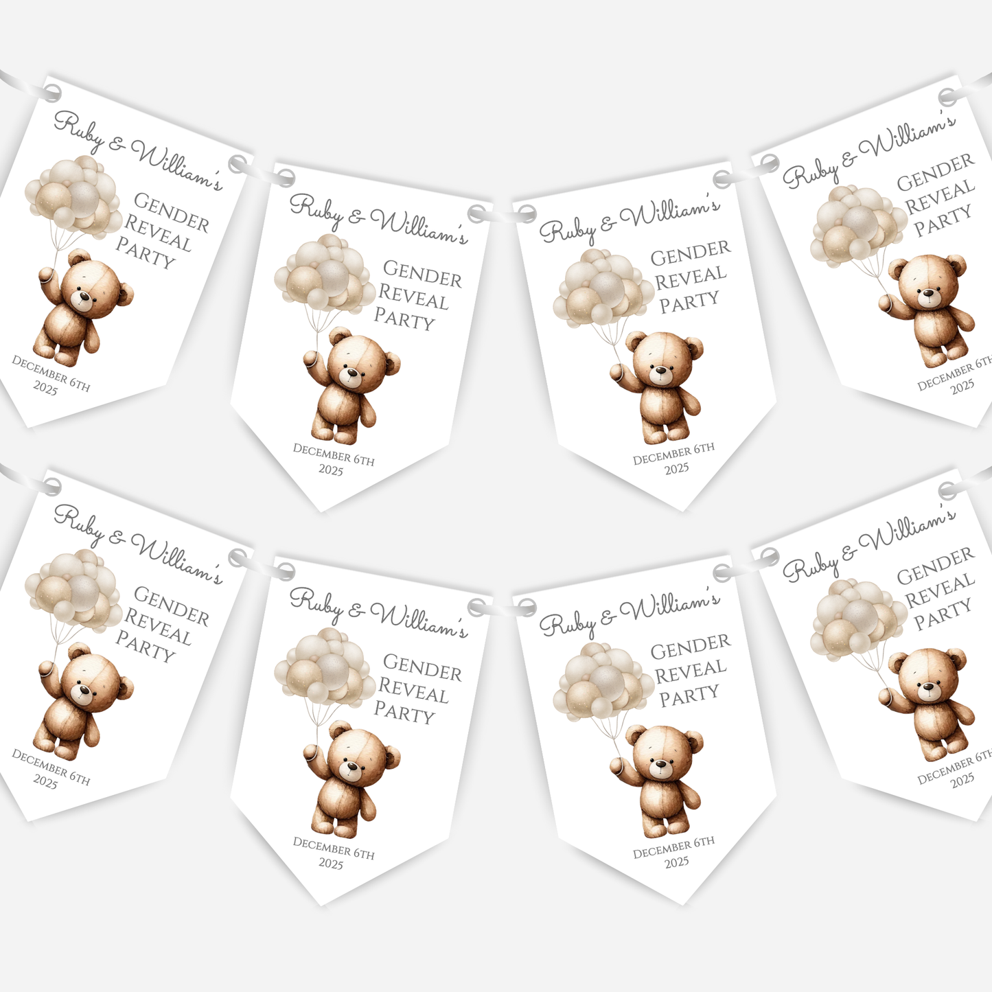 Cute Teddy Bear Gender Reveal Bunting - B148