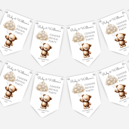 Cute Teddy Bear Gender Reveal Bunting - B148