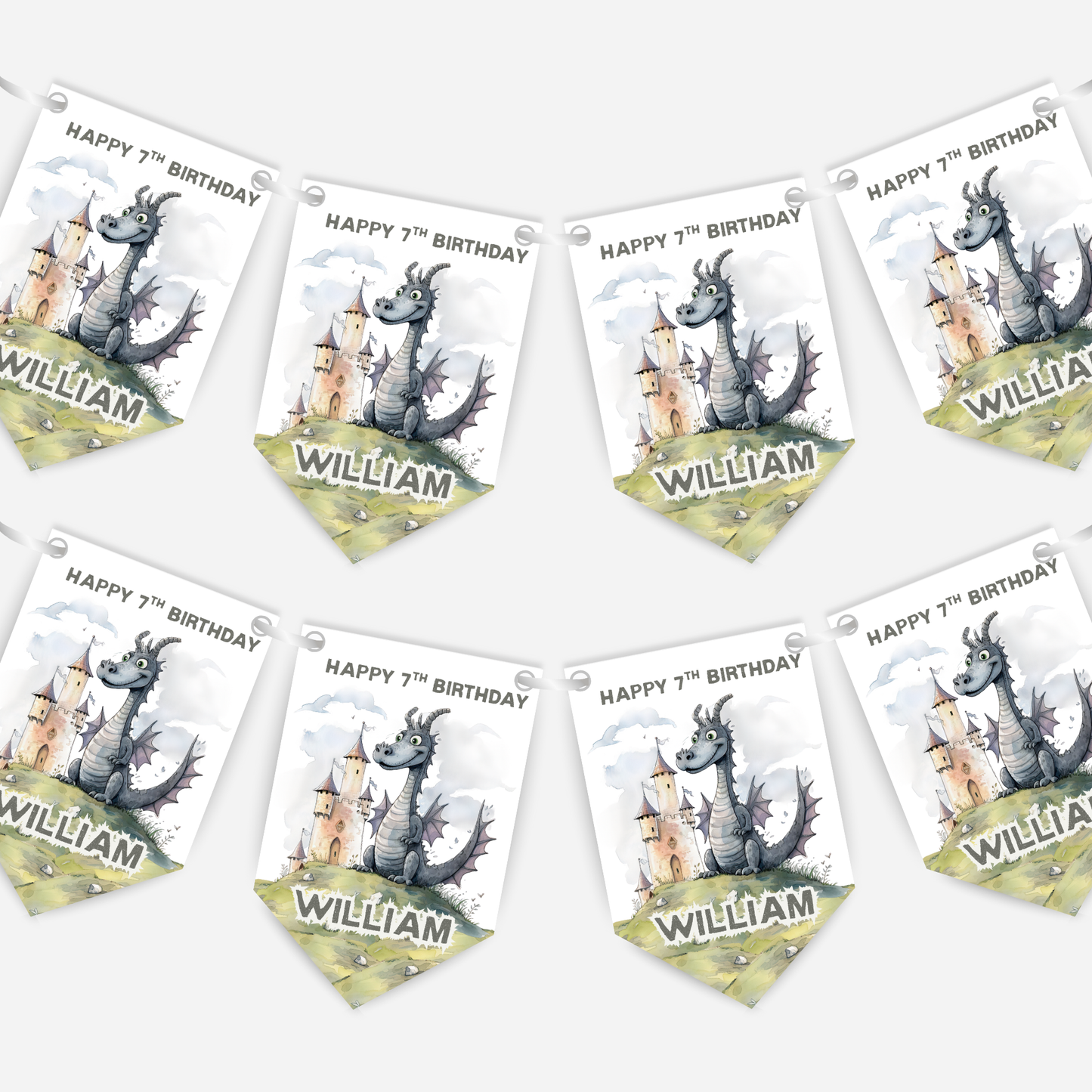 Dragon Birthday Bunting with Castle - B217