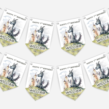 Dragon Birthday Bunting with Castle - B217