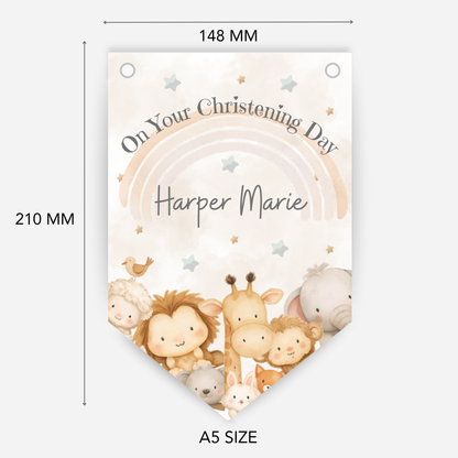 Noah's Ark Christening or Baptism Neutral Bunting - B293