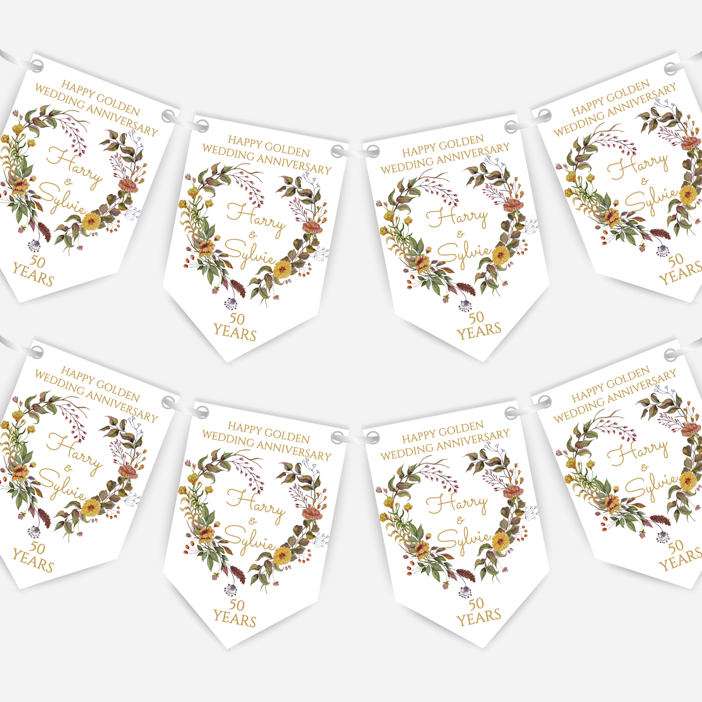 Golden Wedding Anniversary Bunting - B228