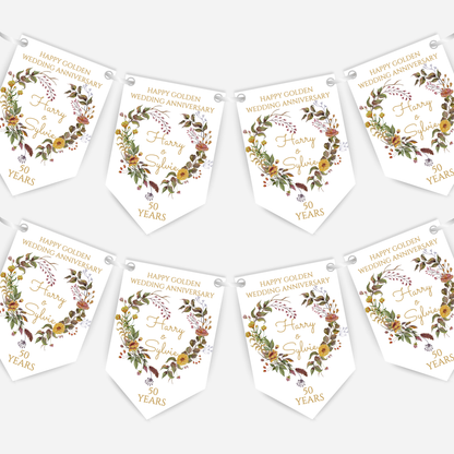 Golden Wedding Anniversary Bunting - B228
