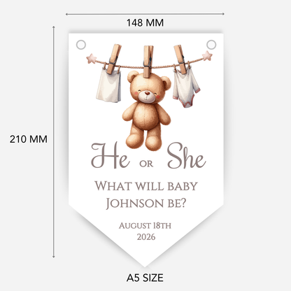 Cute Teddy Bear Gender Reveal Bunting - B188