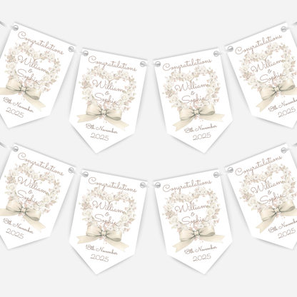 Engagement or Wedding Heart and Bow Bunting - B207