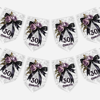 Gothic Black Lace and Bow Bunting - B263