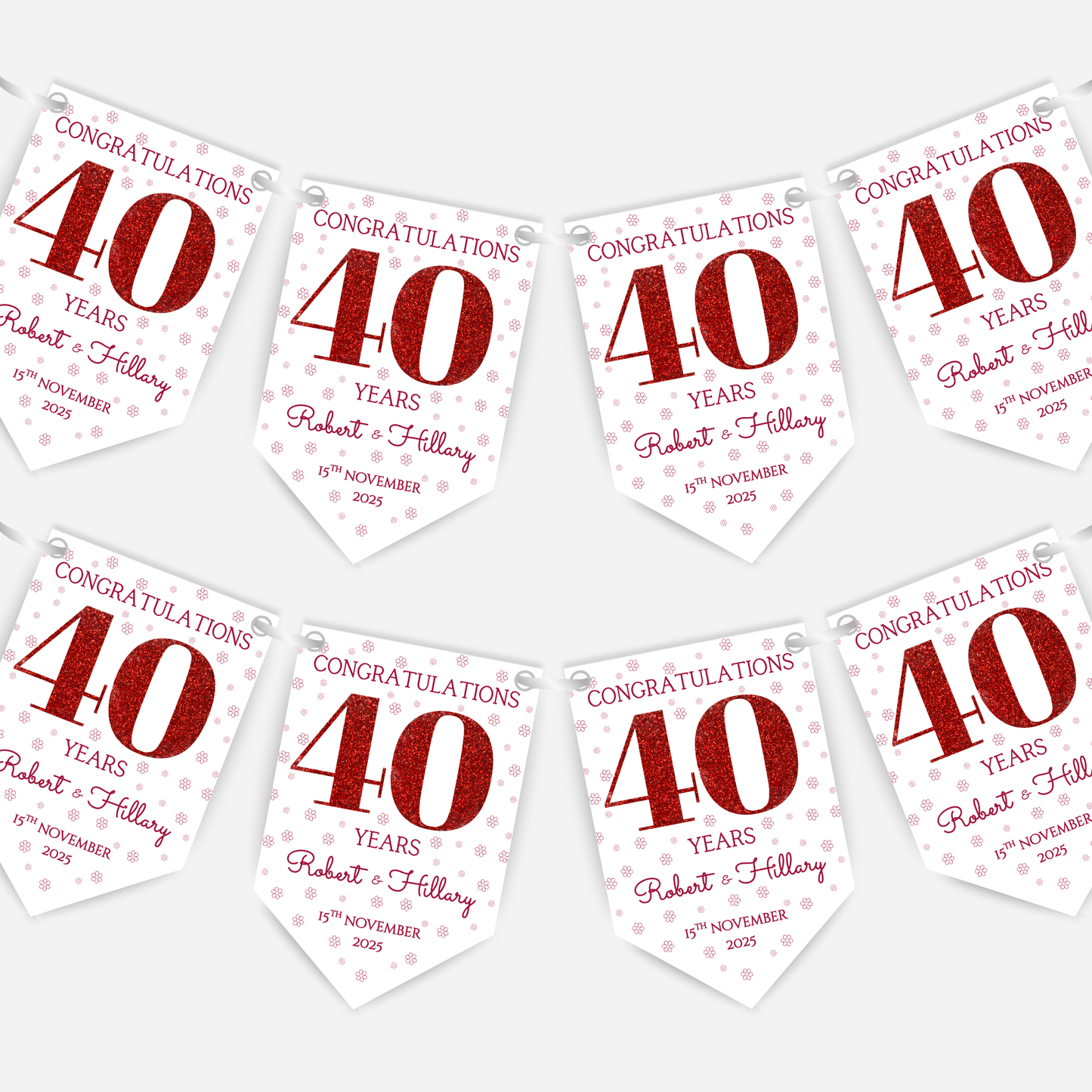 Ruby Wedding Anniversary Bunting - B242