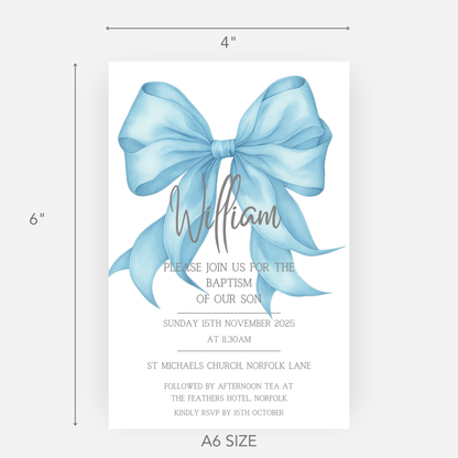 Christening or Baptism Bow Invitation (Pack of 10 ) - P159