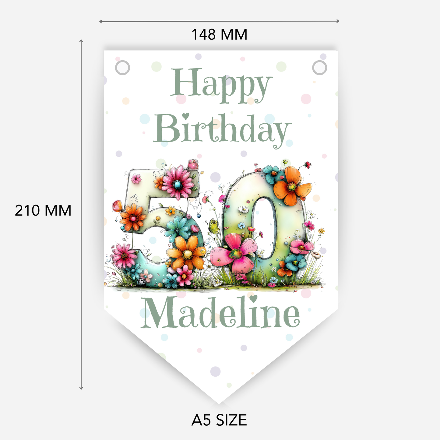 Quirky Floral Any Number Bunting – Party Banner – Party Decoration - B284