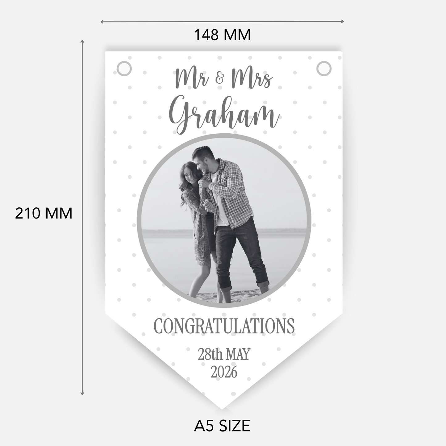 Black & White "Congratulations" Wedding or Engagement Photo Bunting - B310