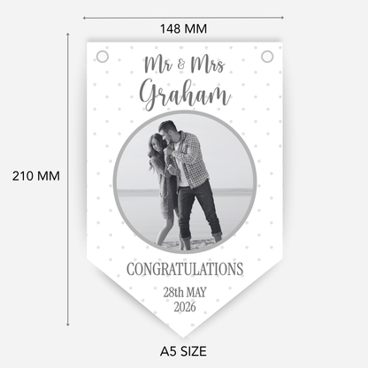 Black & White "Congratulations" Wedding or Engagement Photo Bunting - B310