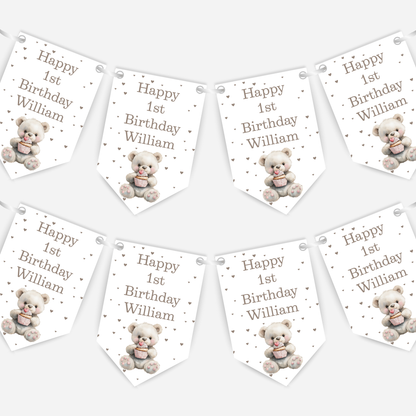 Cute Teddy 1st Birthday Bunting - B142