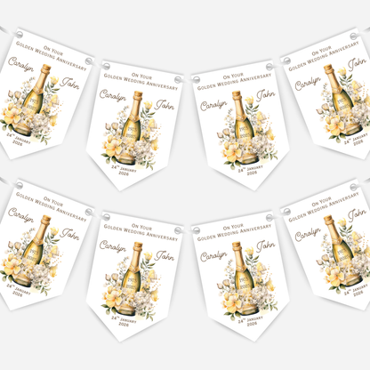 Golden Wedding Anniversary Bunting - B230