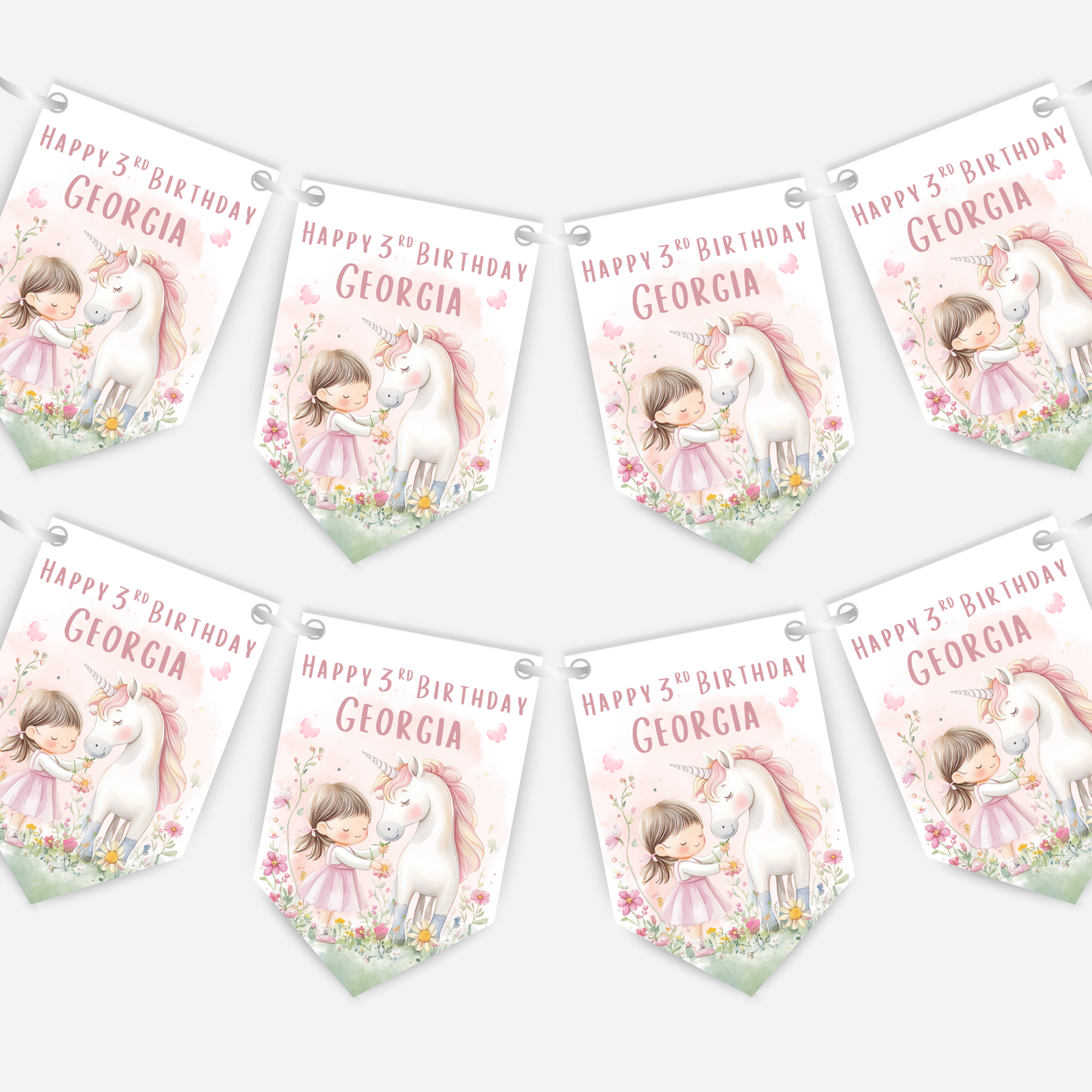 Cute Unicorn and Girl Bunting - B182