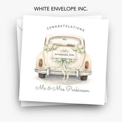 Wedding Car and Flowers  Wedding Card - C869