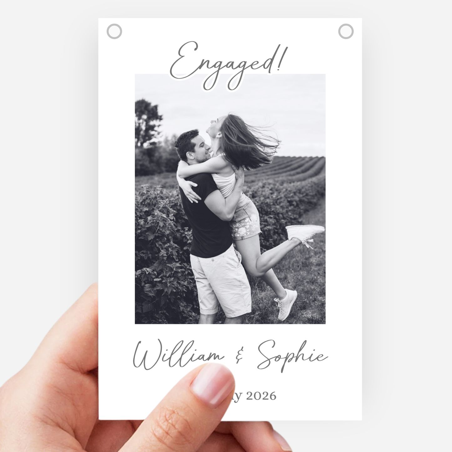 Black and White Smaller Photo Engagement or Wedding Bunting -  S200