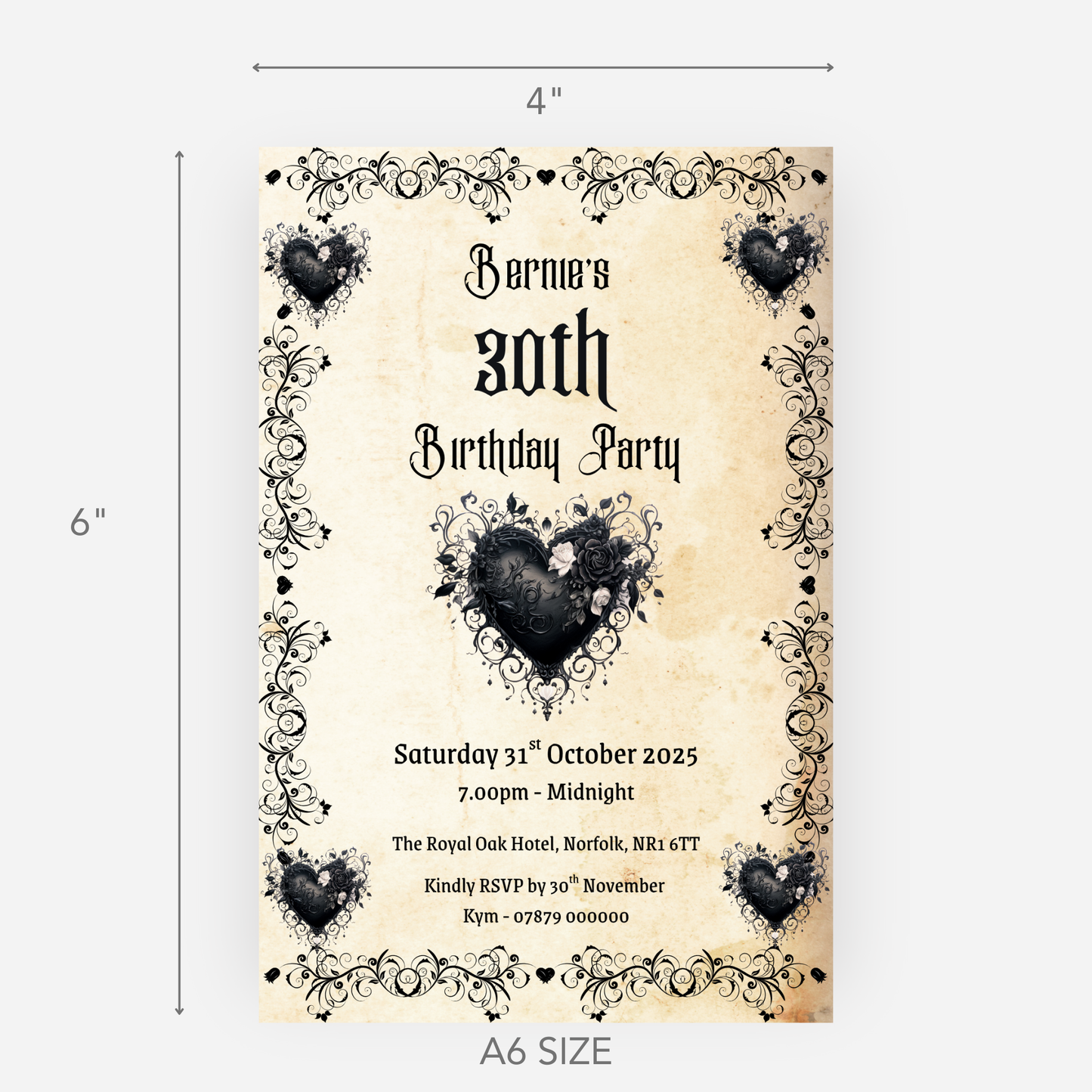 Gothic Style Invitation (Pack of 10 ) - P150