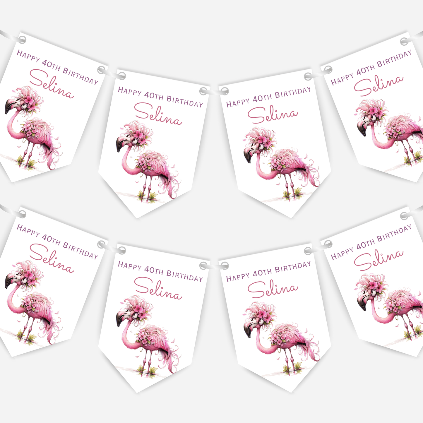Crazy Pink Flamingo Birthday Bunting - For Any Age – B199