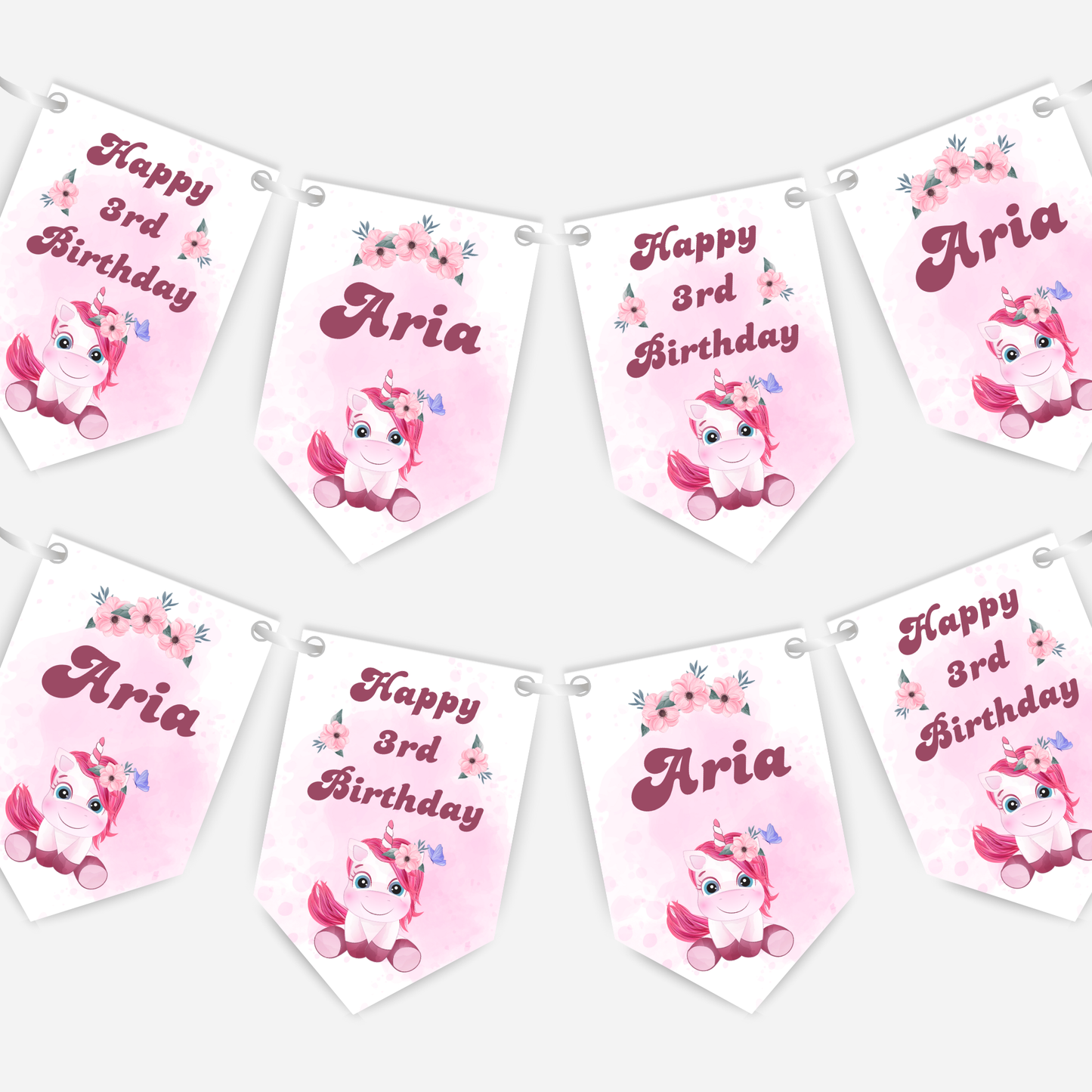 Cute Pink Unicorn Bunting - B164