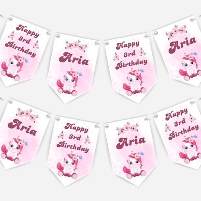 Cute Pink Unicorn Bunting - B164