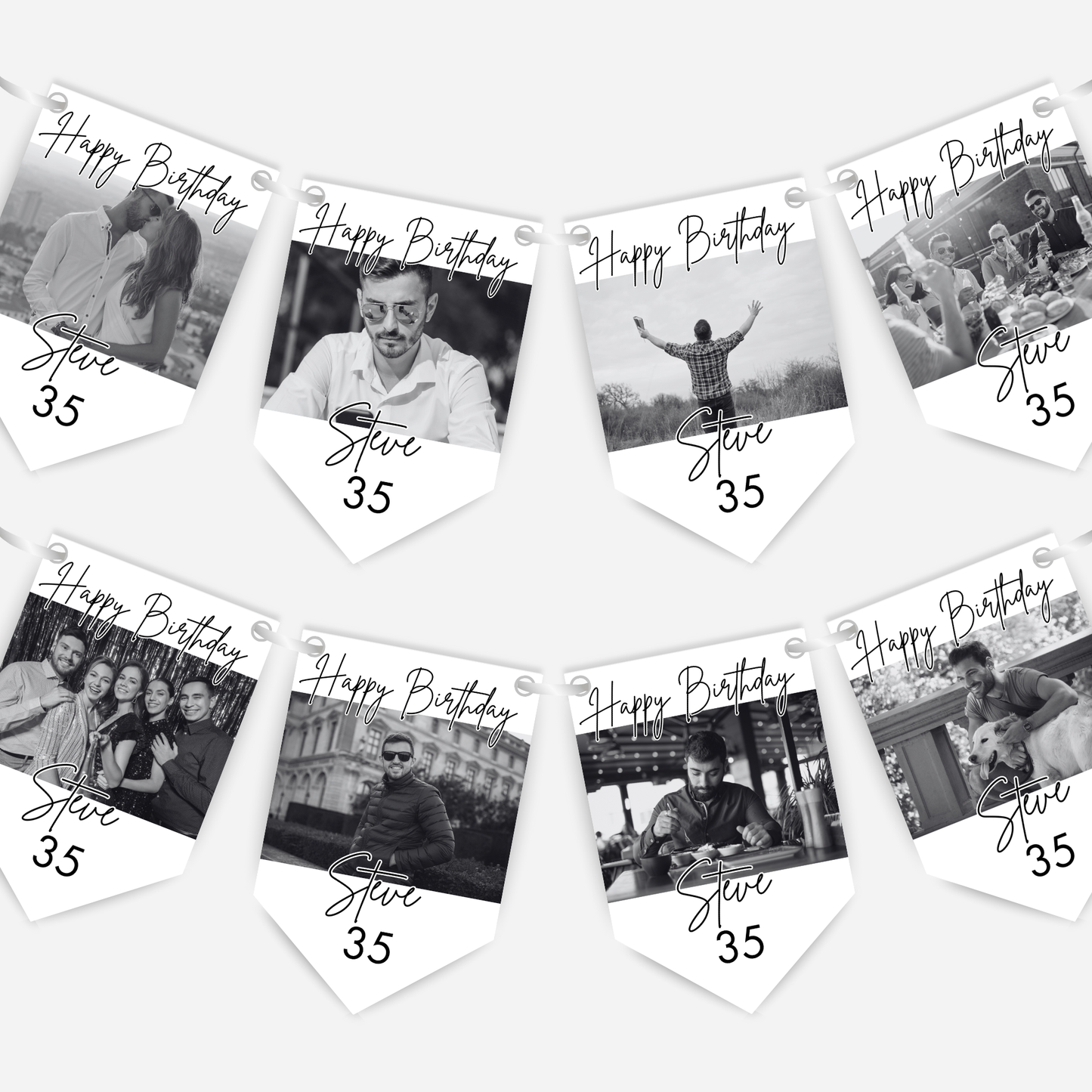 Black & White Birthday Photo Bunting - B169